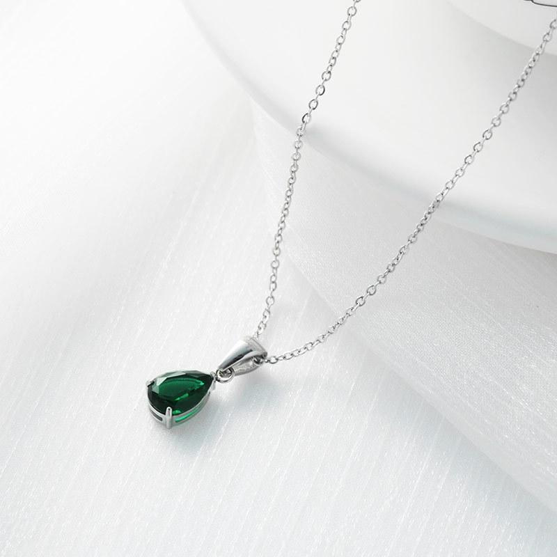 Versatile Personality and Temperament Zircon Necklace Simple Waterdrop Necklaces Fashion Age Reduction Colored Jewelry