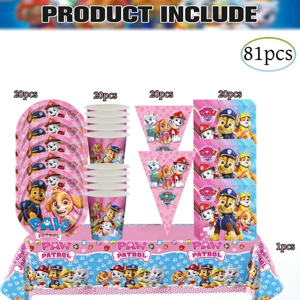 PAW Patrol Doğum Günü Süslemeleri Skye Tek Kullanımlık Sofra Takımı Seti Köpek Masa Örtüsü Tabak Hediye Çantası Bebek Partisi Çocuk Hediyesi Parti Malzemeleri