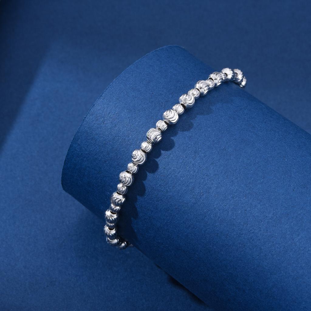Unisex 925 Sterling Silver Bracelet 3mm + 4mm Bead Classic Style Gold/Silver/Rhodium Plated Fashion Chain & Link Bracelets