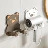 New Cartoon Bear Hair Dryer Storage Rack Wall-mounted, No Drilling Needed for Bathroom