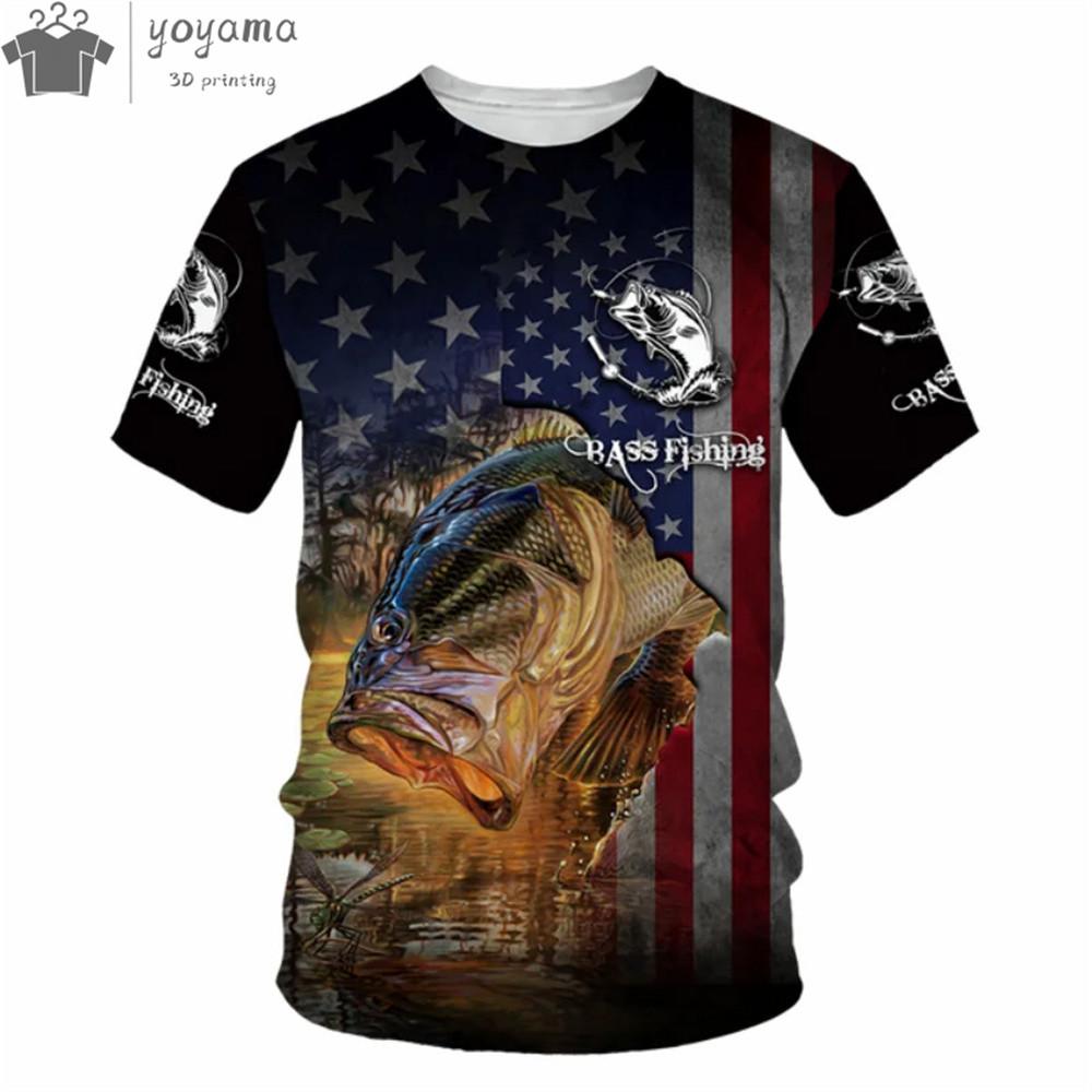 Summer Men's T-shirt 3D Catfish Print Short Sleeved Outdoor Fishing Sports Fashionable Casual Round Neck Top Oversized T-shirt