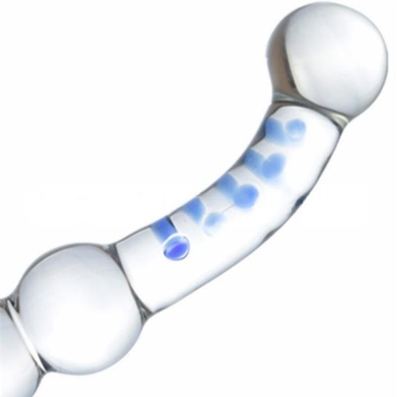 New SM Transparent Glass Bead Anal Plug, Male Prostate Massager, Clitoral Stimulation Vibrator for Women,18+Adult Sex Toys