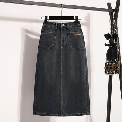 DIMANAF 2025 Tallas Grandes Nueva Falda Vaquera de Primavera para Mujer Estilo A Moda Holgada Azul Cintura Alta Vintage 5XL
