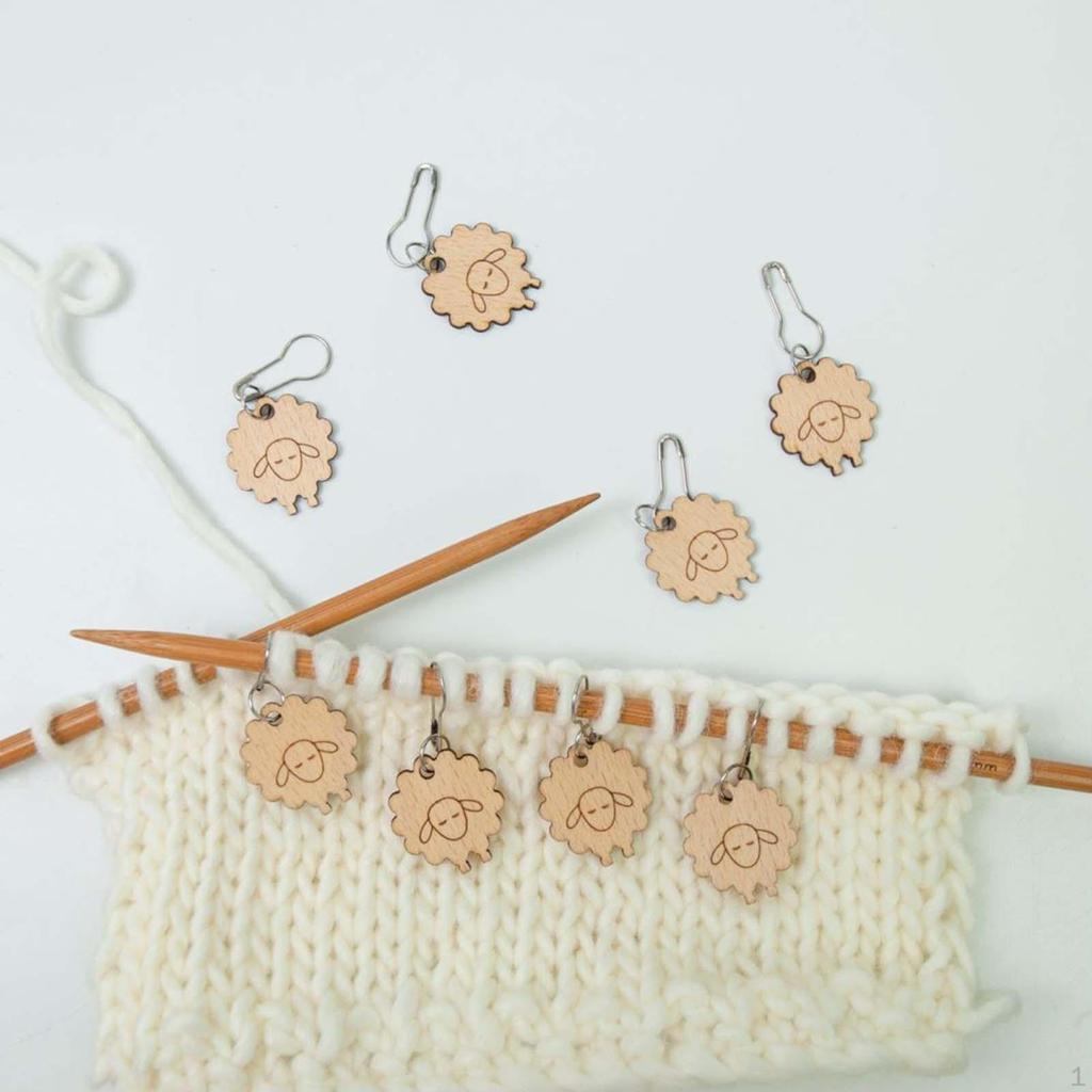 8x Locking Stitch Markers Wood Knitting Marker Weaving Lightweight Attachments DIY
