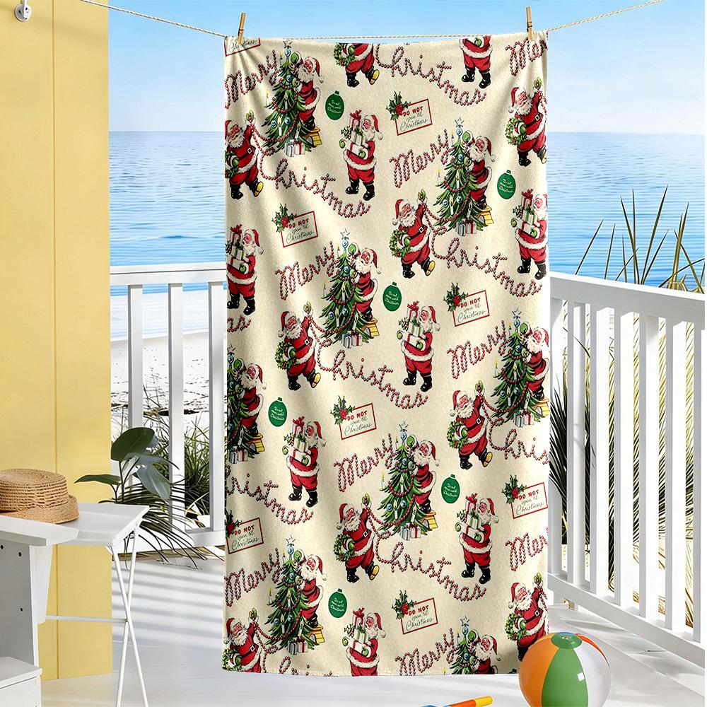 Christmas Beach Towel Quick-Dry Soft Microfiber Comfortable Lightweight