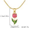 Purple Flower Green Leaf Pendant Necklace For Women Tulip Flower Girls Cute Necklace Gorgious Daily Wear Fashion Jewelry