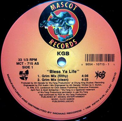12inch Record KGB - Bless Ya Life MCT715 Mascot Records 1995 US Rap & Hip-Hop/R&B Used