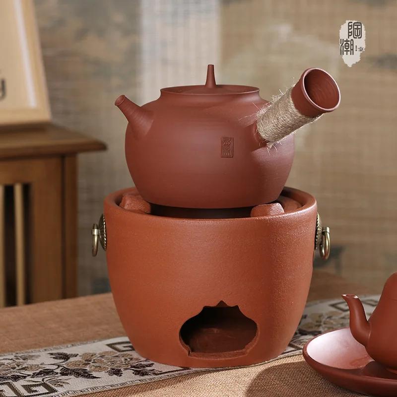 Bollitore con infusore da tè in argilla Set teiera in ceramica per bollire Teiera Zen fatta a mano Scalda teiera Teaware portatile in ceramica