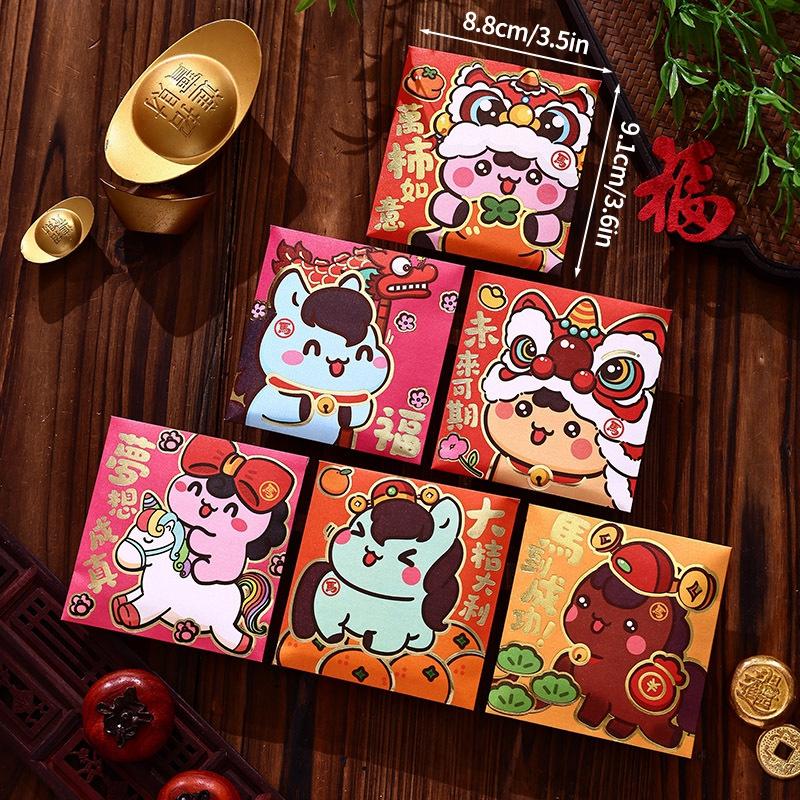 Chinese New Year Red Pockets Red Envelopes Gifts Lunar New Year Party Favors Chinese Spring Festival Red Pocket Money Paper Bag
