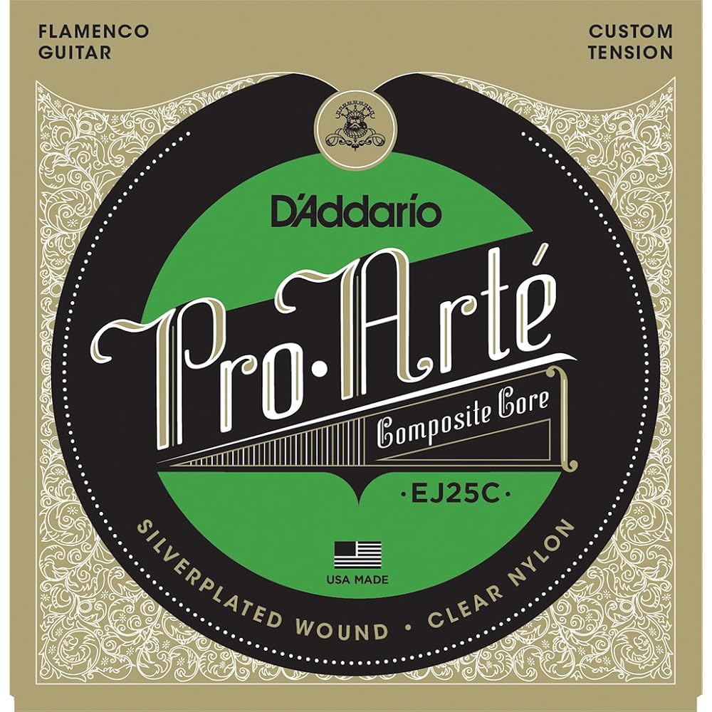 D Addario EJ25C Pro-Arté Composite Core Clear Nylon Flamenco Guitar Strings Custom Tension (285-440) EJ-25C D Addario Classical Guitar Strings [Domest