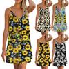 Women'S Summer Dress Spaghetti Strap V Neck Sleeveless Casual Dress With Buttons Beach Dresses
