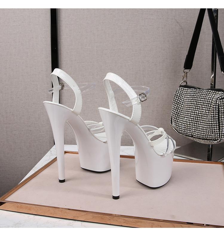 Damen Stiletto Schuhe Lackleder Transparent Schnalle Modische Sandalen 181 Serie 16,5cm Absatz 7cm Plateau LFD