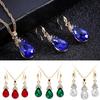 Vintage lágrima Rhinestone mujeres joyería conjunto collar gancho pendientes colgantes