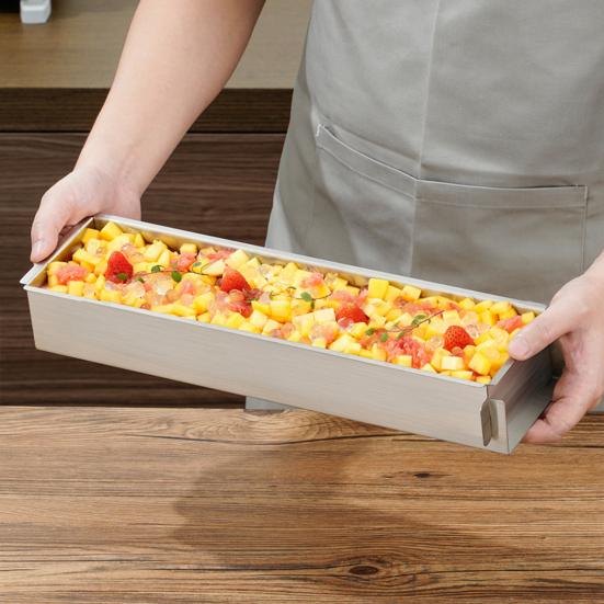 Rozsdamentes Acél Tiramisu Forma Kereskedelmi Minőségű Téglalap Alakú Sütőforma Tortarétegekhez Tapadásmentes