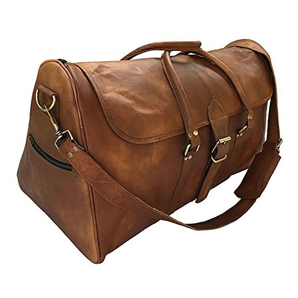 Herreveske Leather Duffle Reisebagasje Gym Vintage Genuin Weekend Overnight New