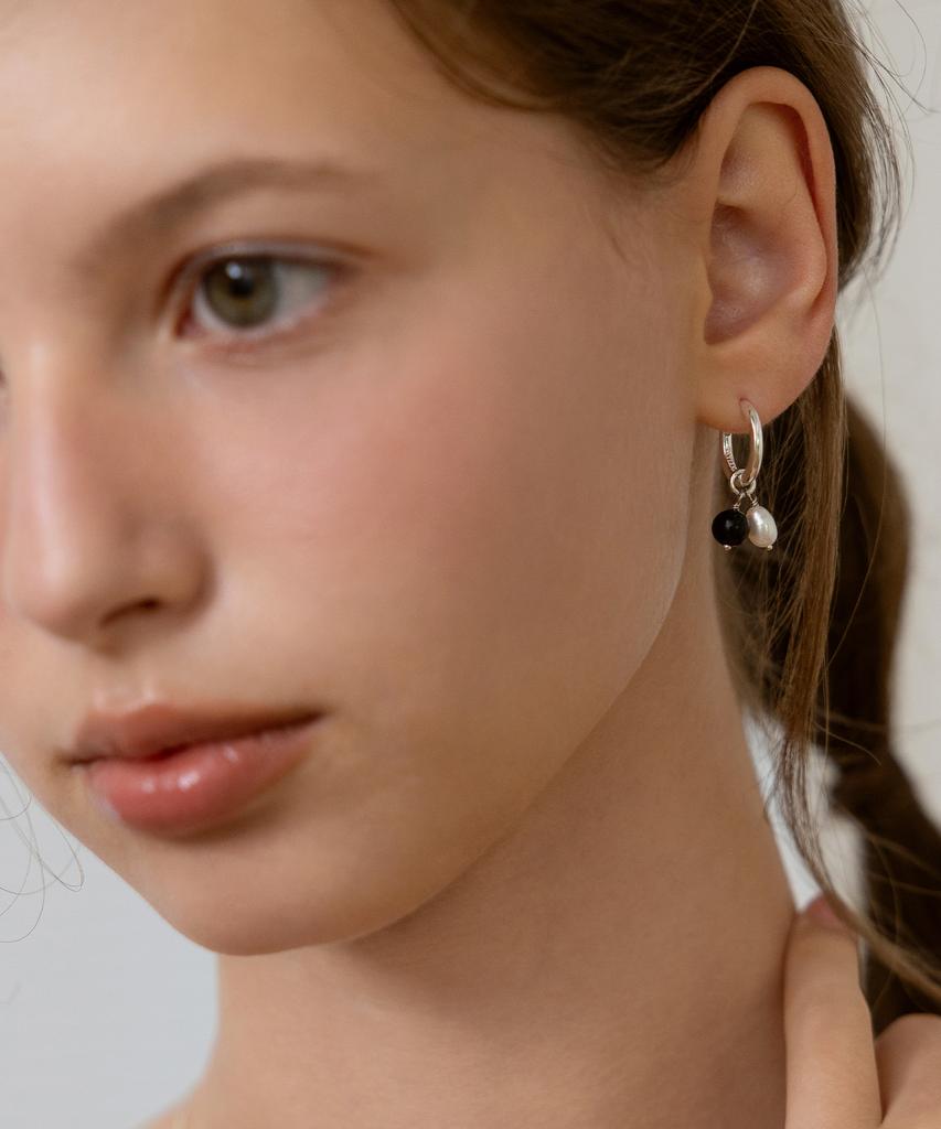 Tatiana Pearl And Onyx Charm Hoop Earrings Ec3270
