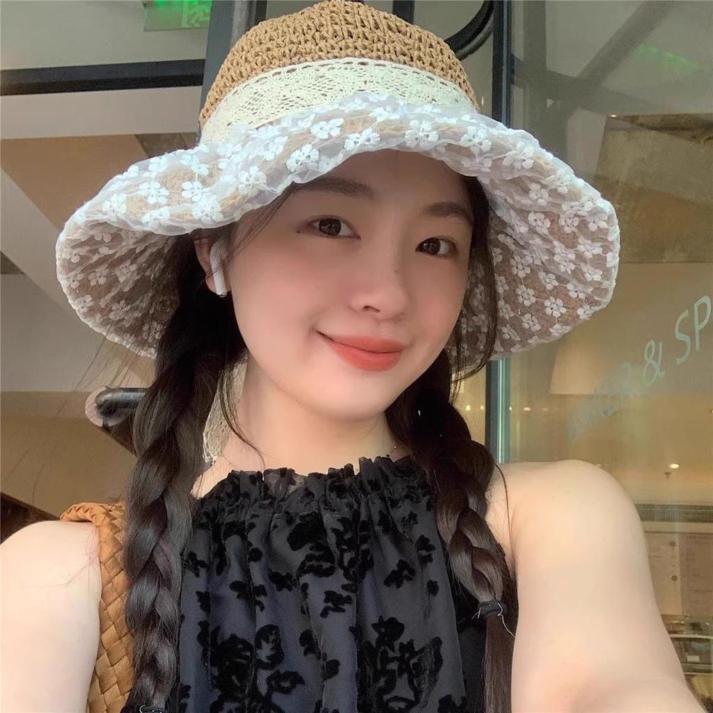 Summer Large Brim Sun Protection Hat Women's Versatile Face Small Straw Visor UV Protection Foldable Fisherman Hat