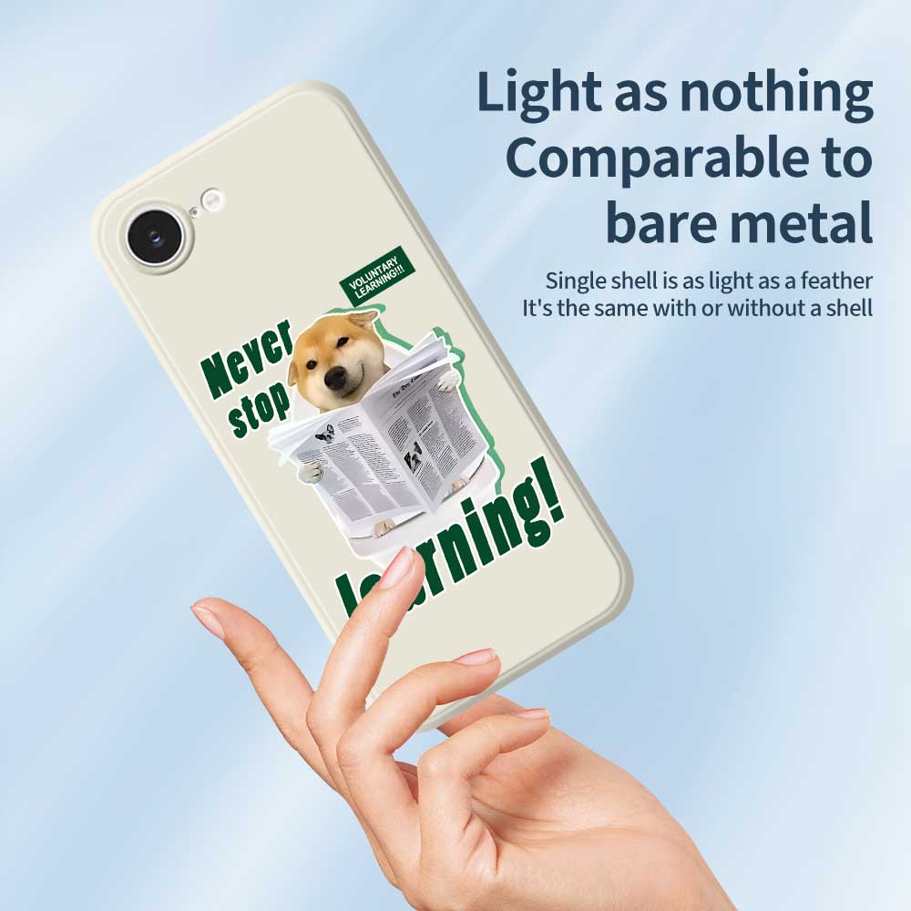 For iPhone 16e Case Learning Dog Pattern Printing Straight Edge TPU Phone Back Cover