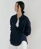 Lingseoul Linen Bamboo Blended Wrap Shirt-Navy