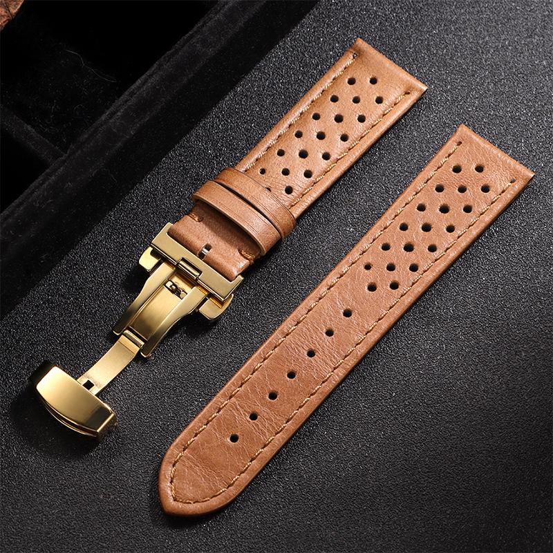 18mm 20mm 22mm Echtes Rindsleder Uhrenarmband Armband Vintage Weich Atmungsaktiv Kalbsleder Uhrenarmband Herren Damen Faltschließe Armbänder