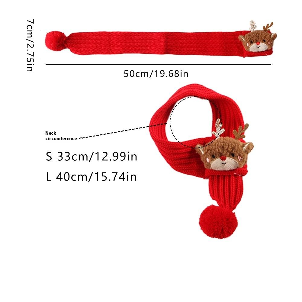 1pc Pet Christmas Knit Scarf Soft Yarn Collar with Reindeer Snowman Pattern for Cats and Small Dogs S