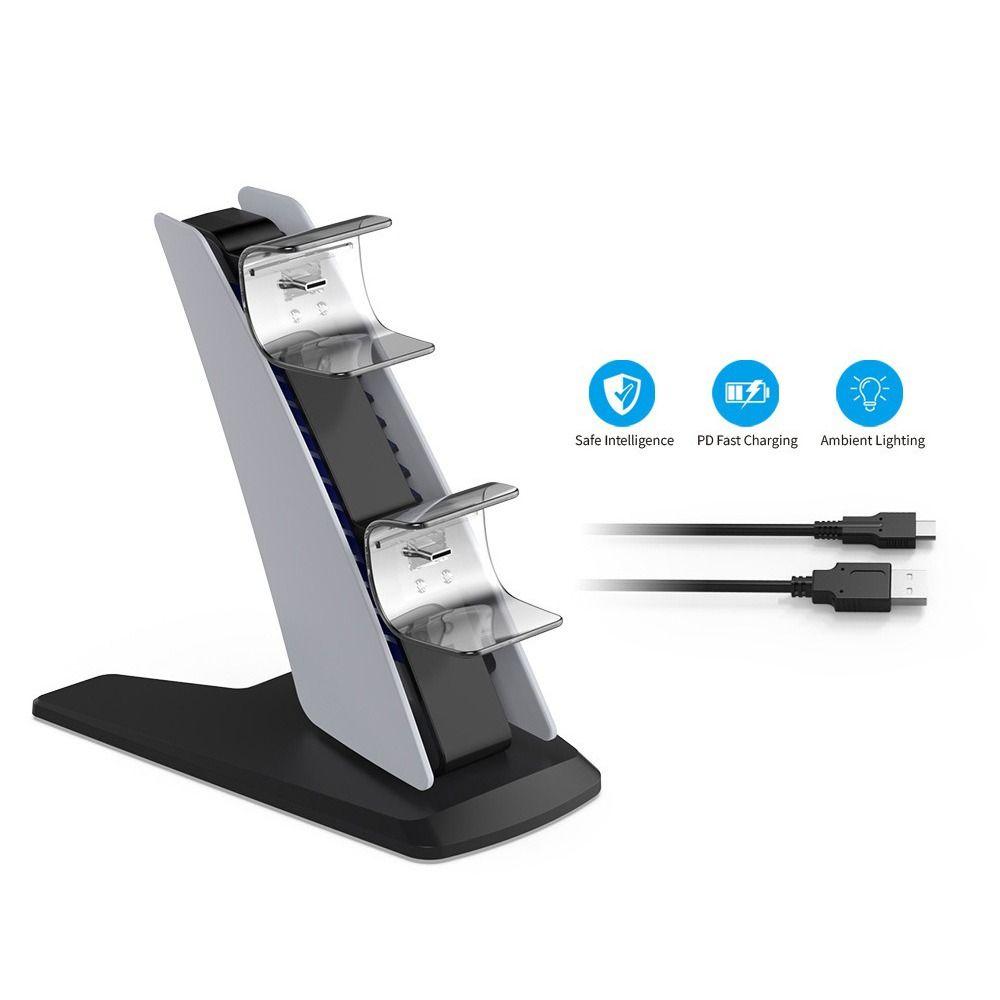 Type-C Wireless Joystick Charging Base Dual Controller Stand for Sony Playstation 5