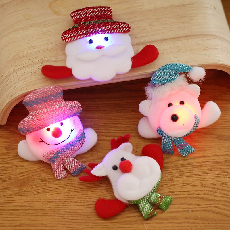 Luminous Christmas Brooches: Santa, Snowman & Bear 