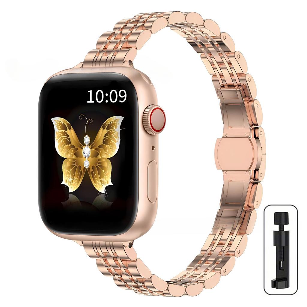 Classic Stainless Steel Slim Band For Apple Watch Strap Ultra 49mm 45mm 44mm 42mm 41mm 40mm 38mm For Iwatch Series 9/8/7/6/5/4/3/2/1/SE