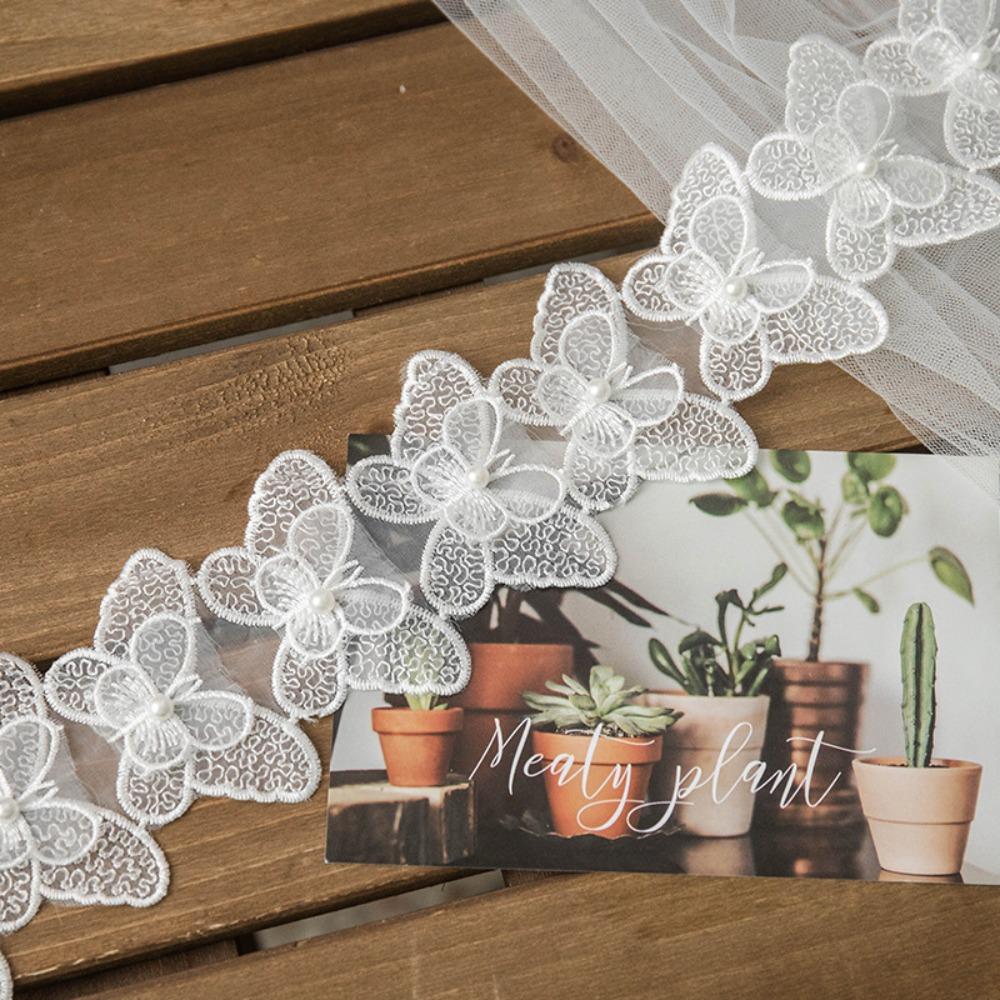 Embroidery Butterfly 3D Butterfly Lace Trim Diy White Lace Trim Fabric Flower Decor Ribbon