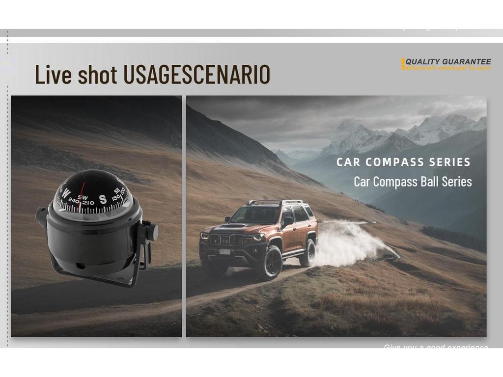 High Precision Car Compass with Adjustable Magnetic Declination and Light