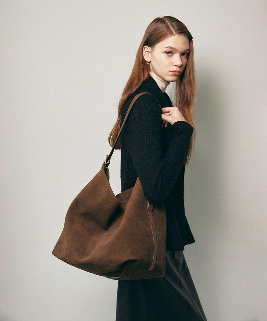 Clave Ellie Suede Brown Tote Bag