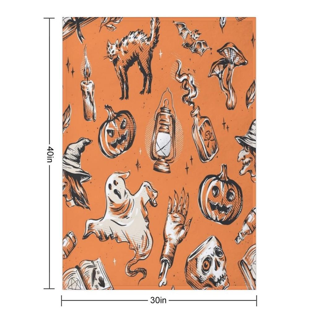 Magic Vintage Halloween Time Throw Blanket Nap Softest Sofa Quilt Bed Fashionable Blankets