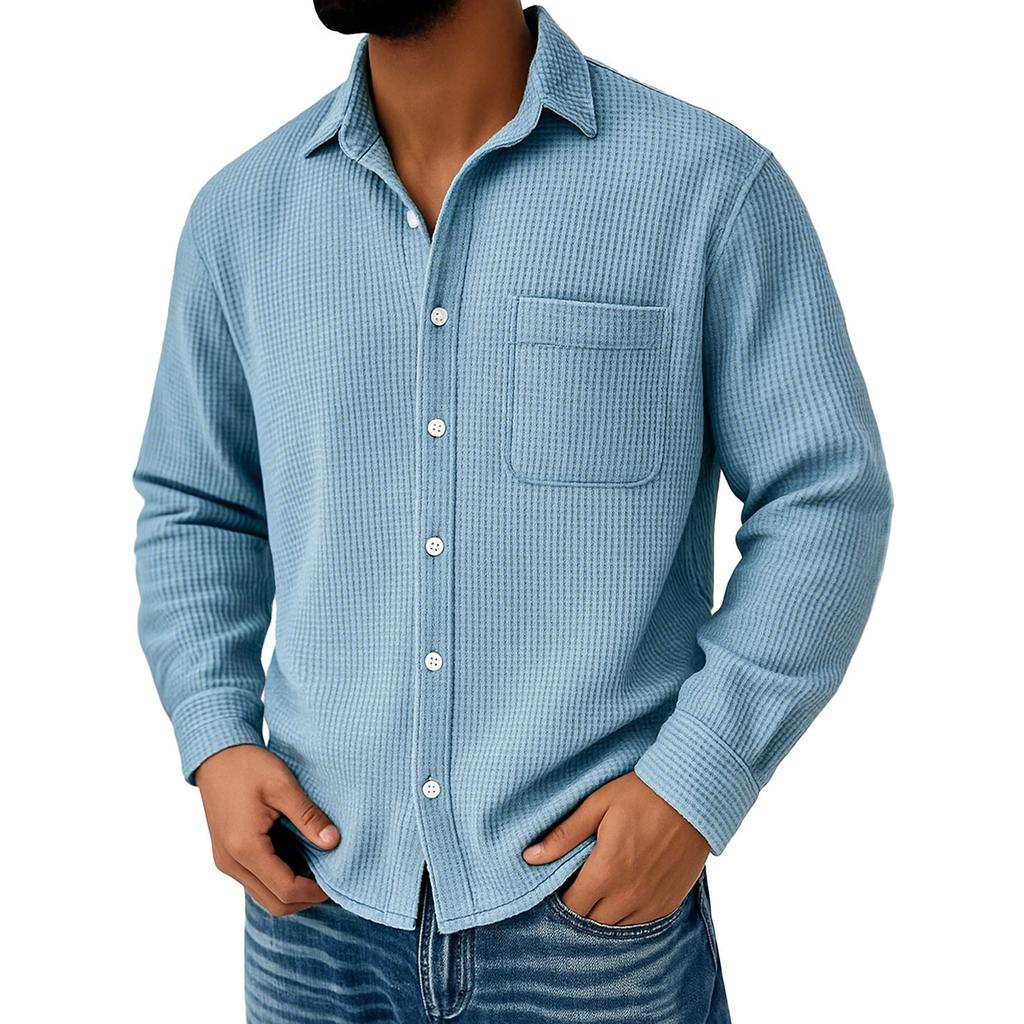 Men's  Trend  Fashion  Leisure  Versatile  Flip Collar  Long Sleeves  Shirt