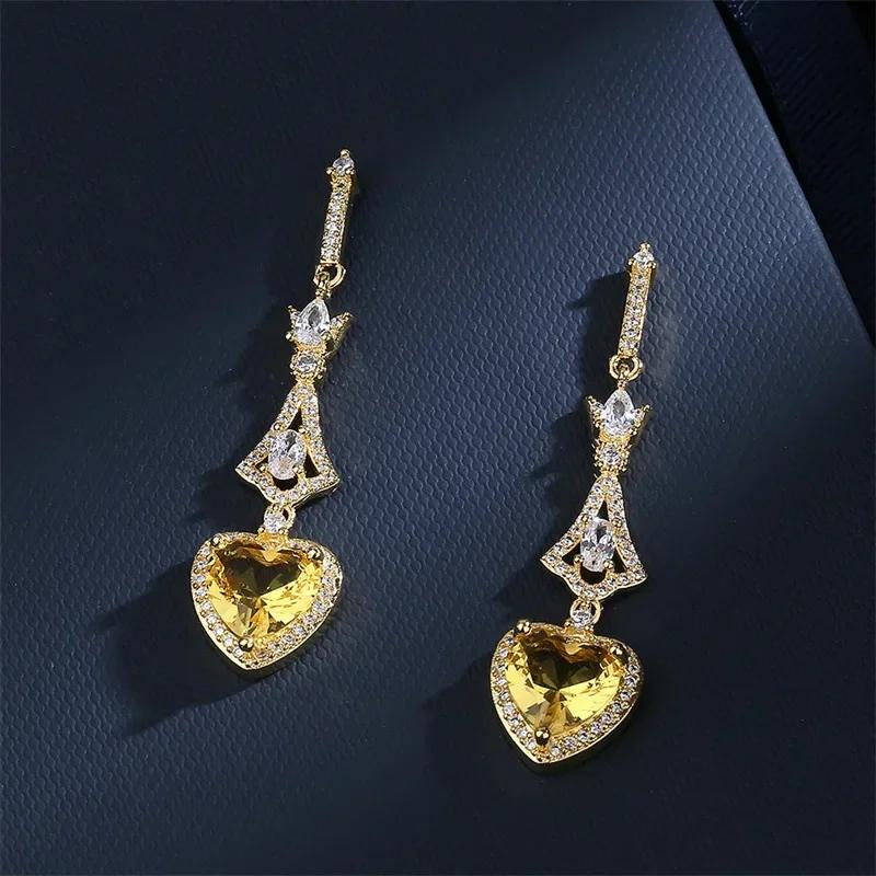 Shiny Zircon Wedding Hanging Earrings with High Grade Temperament Geometric Cubic Zirconia  Quality Women's Luxury Jewelry