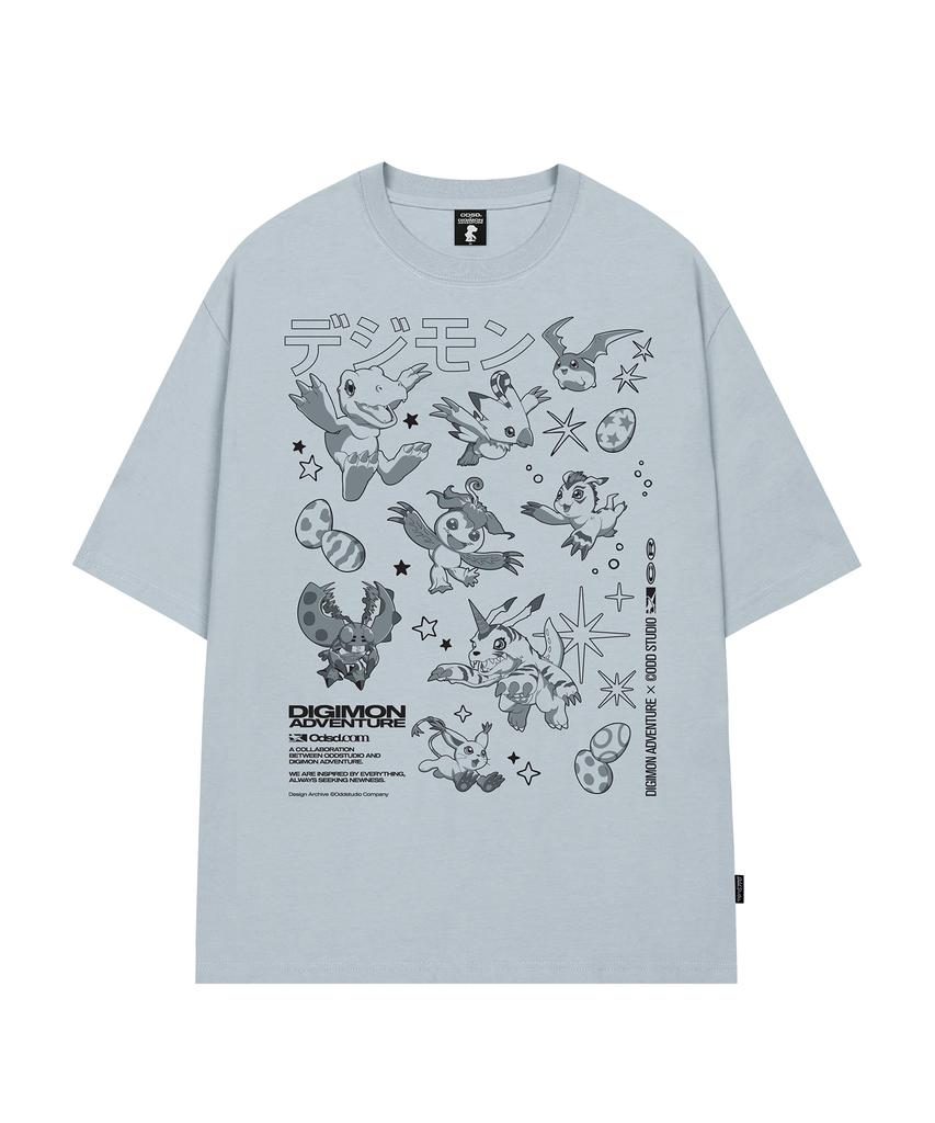 ODDSTUDIO [Digimon Adventure] Camiseta Holgada Etapa Novato Digimon - 4 Colores