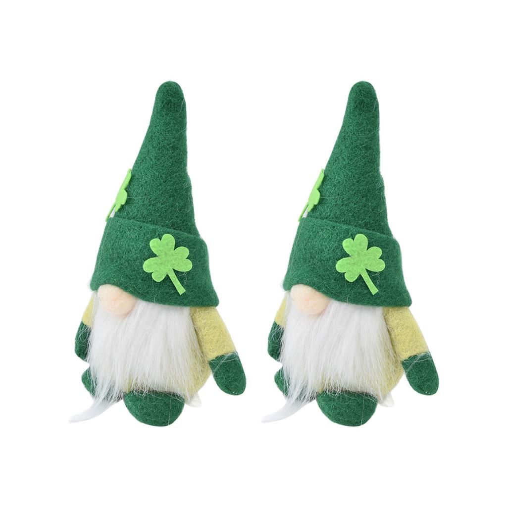 2 Stück Zwergenpuppe Handgefertigt Niedlich Gesichtslos Grüner Hut St. St. Patrick's Day Ornament Plüsch Zwergpuppe für Sofa Esstisch(Männer