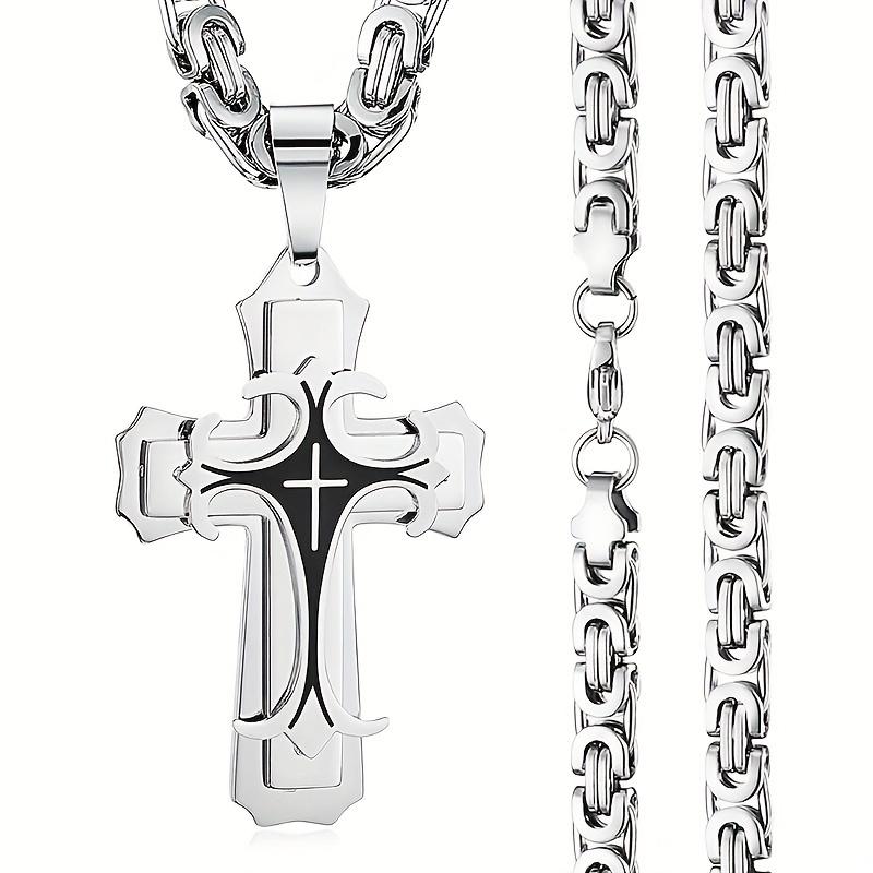 Stainless Steel Cross Men'S Pendant Necklace Jewelry