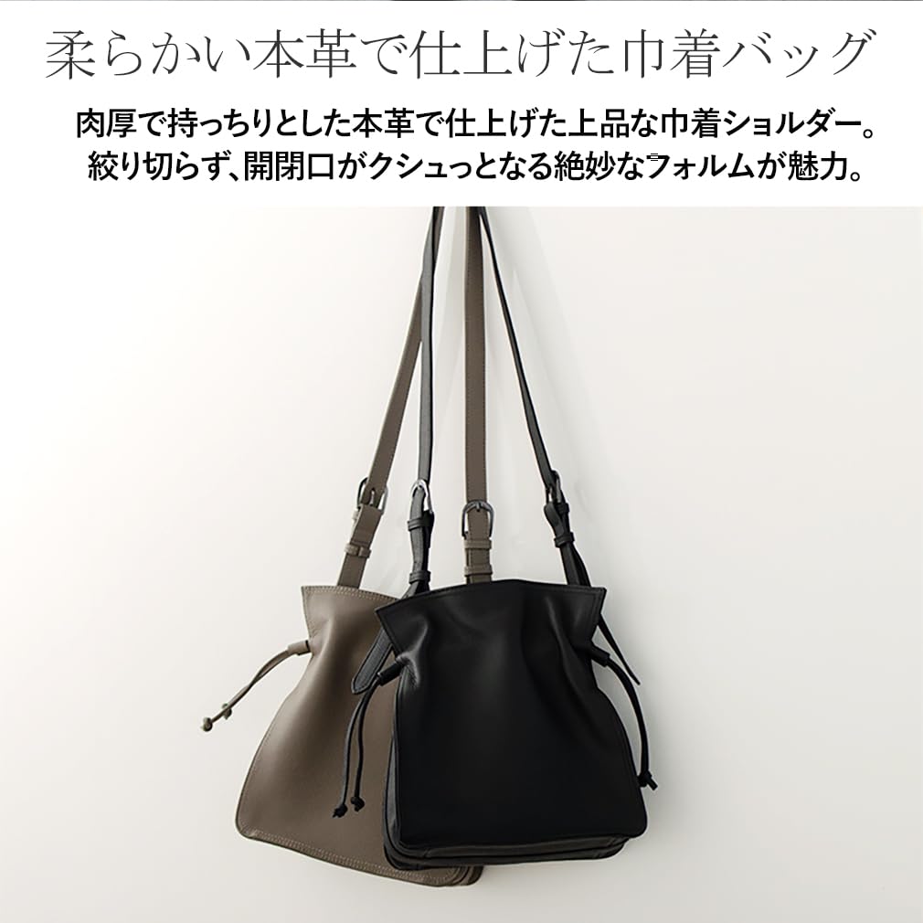 Bolsa de Ombro com Cordão Gratante em Couro Genuíno de Vaca, Feminina, abb-g0035 (Marrom Carvão)