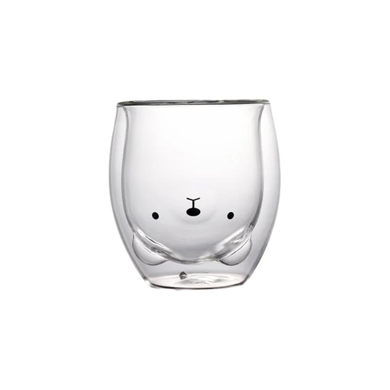 300ml Creative Double Wall Glass Mug Cute Beer Milk Coffee Cup Bear Cat Dog Animal Double-layer Glass Mug Valentine's Day Gift