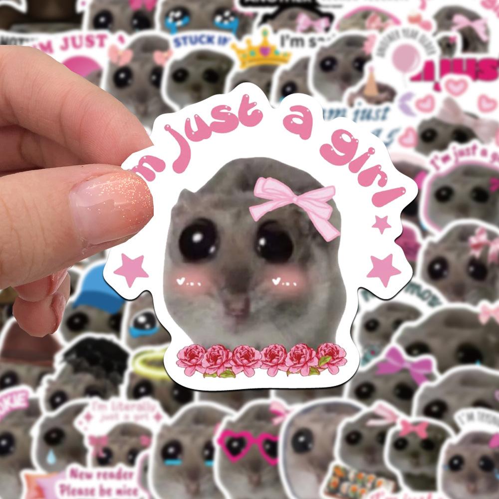 10/30/56pcs Kawaii Sad Hamster Meme Stickers Cute Cartoon Animal Sticker Waterproof DIY Notebook Phone Luggage Graffiti Decals