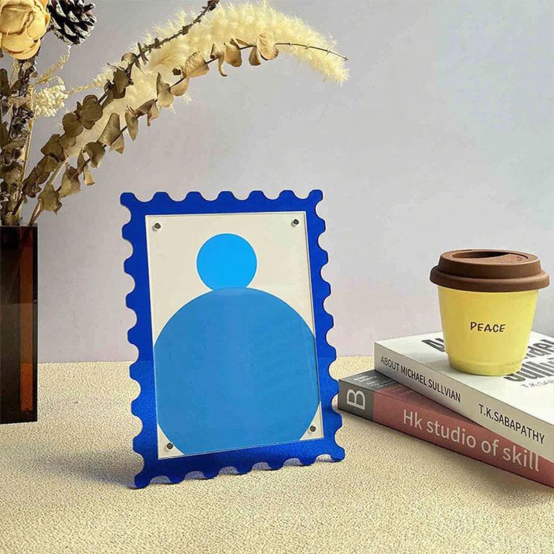 7inch Acrylic Picture Frame Colorful Postcard Display Stand with Wave Pattern Fashion Nordic Style Photo Frame Desktop Decor