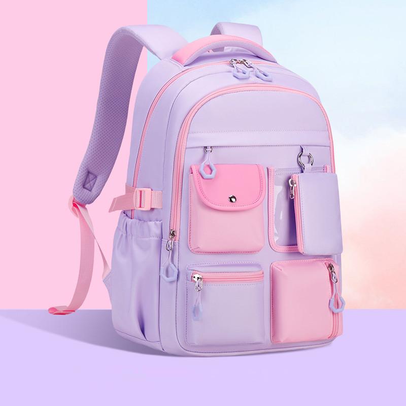 Large-capacity Candy Color Schoolbag Primary School Students Wear-resistant Backpack Simple Multicolored Casual Backpack Book