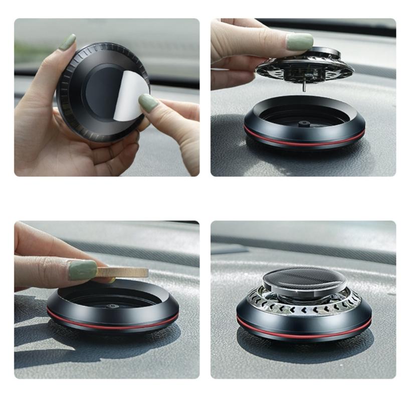 Car Air Freshener,Rotating Solar Aromatherapys Essential Oil Diffuser Scent Car Decoration Interior Accessories