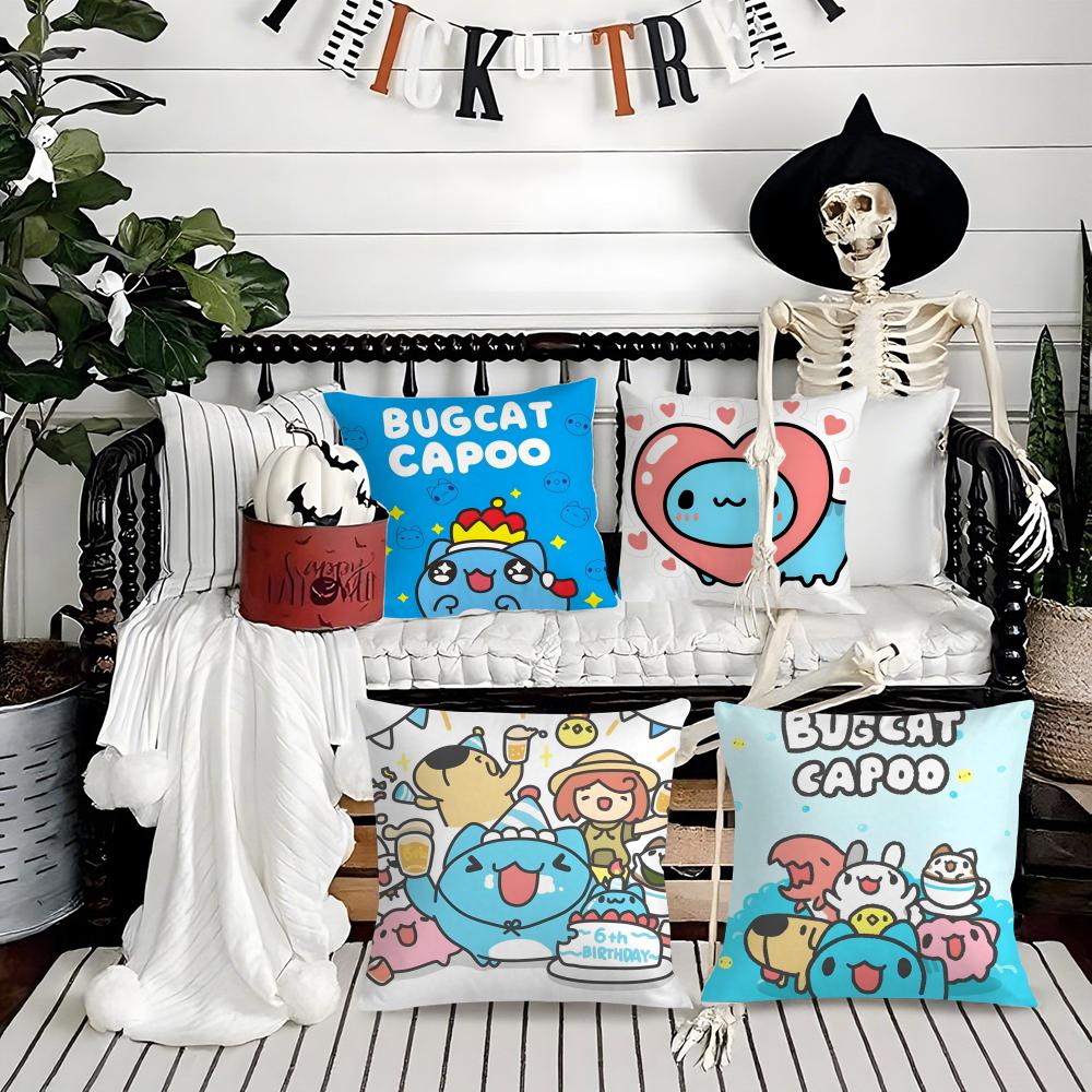 Cute Cartoon B-Bugcat Capoo Pillow Case Printing Pillowcase Living Room Sofa Cushion Cover Bedroom Room Decor