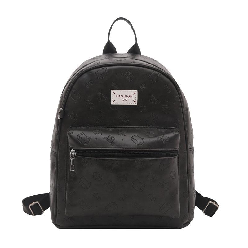 Retro Printed Backpack Women s New Trendy Large Capacity Student Commuter Niche Embossed Women s Backpack чёрный