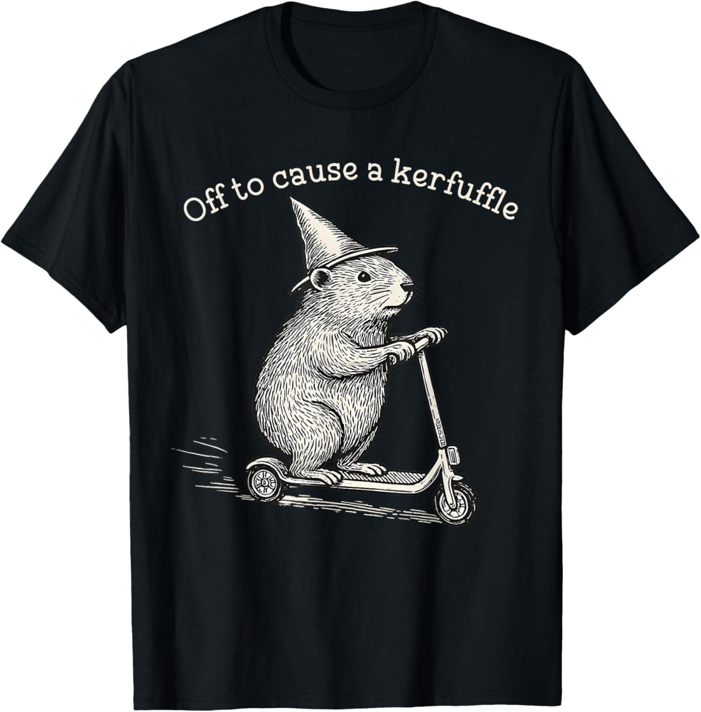Whimsical Capy Wizard Off to Cause A Kerfuffle Meme Capybara T-Shirt S разноцветный