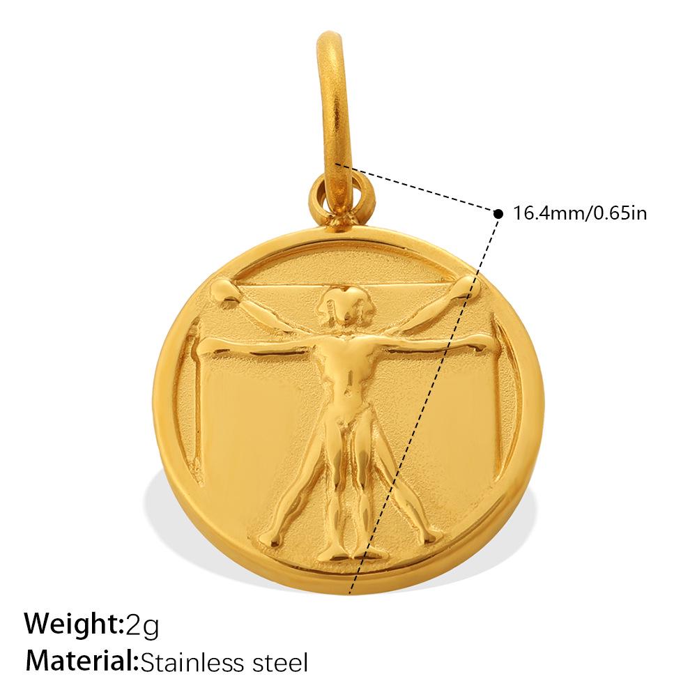 Stylish Gold Embossed Stainless Steel Pendant – Trendy European & American Jewelry Accessory