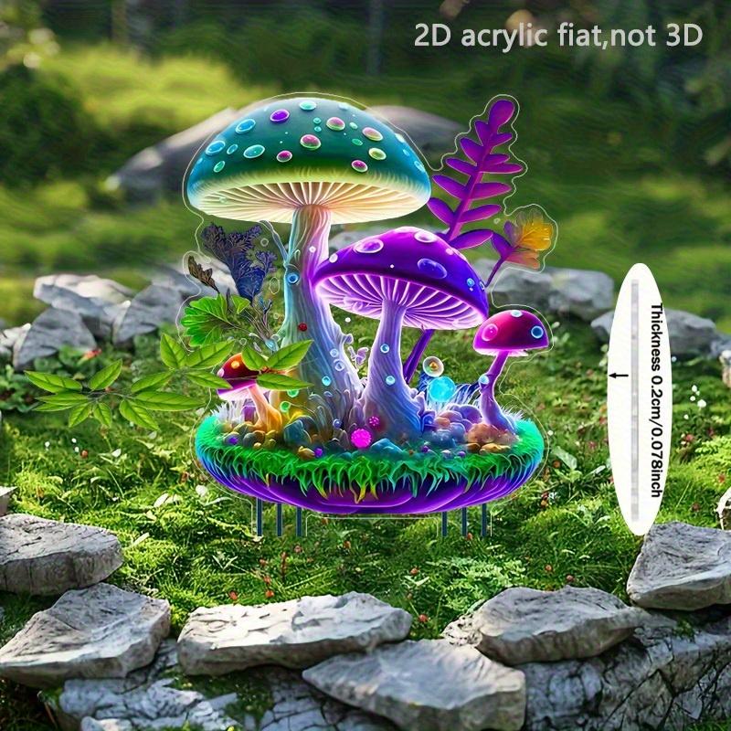 Glowing Mushrooms, 2D Flat Acrylic, Decoration, Suitable for Garden, Lawn, Patio, Outdoor, Christmas, Halloween