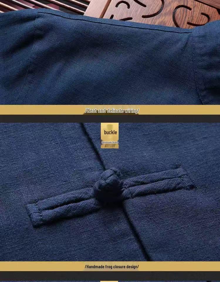 Men's Retro Chinese Tang Suit: Spring/Autumn Cotton Linen 3-Piece Set with Long Sleeve Frog Button Hanfu Coat