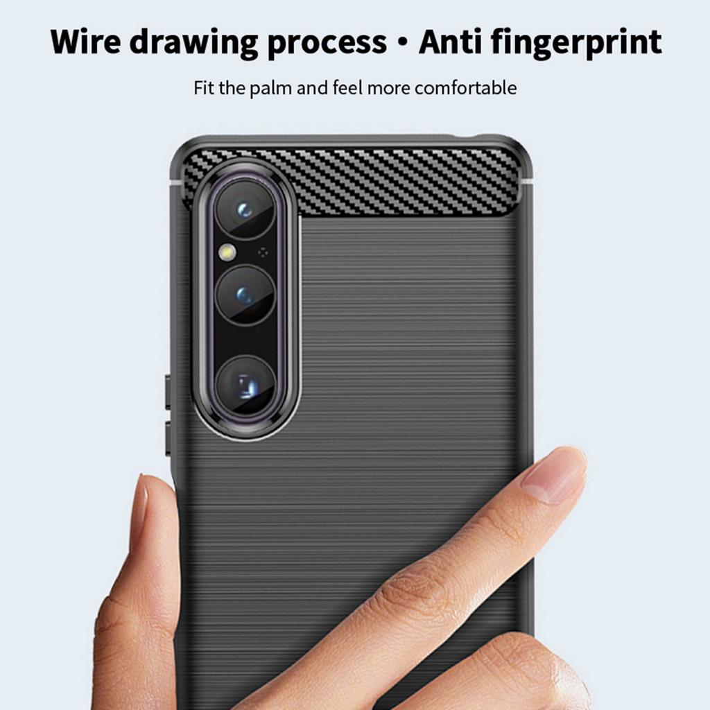 MOFI JK TPU Serie-1 Für Sony Xperia 1 V Kohlefaser Gebürstete Handyhülle Weiche TPU Handy-Rückabdeckung